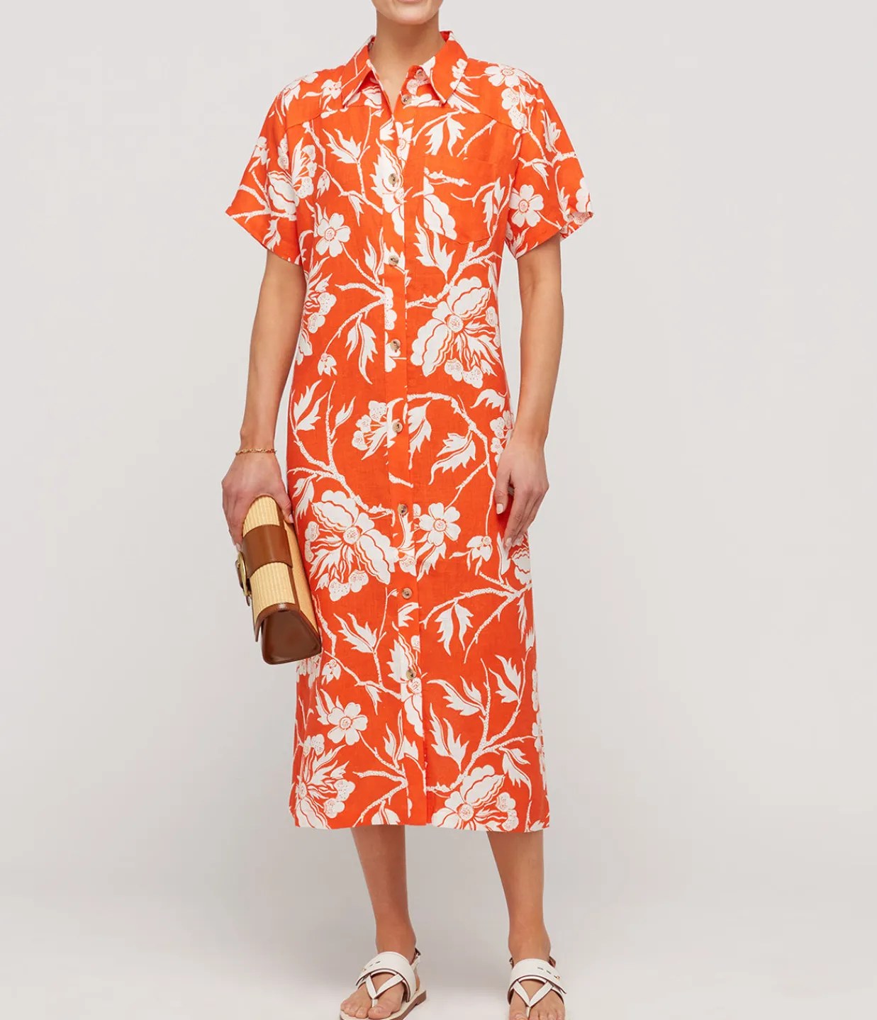 Mara Hoffman Abbie Shirtdress in Poppy White Sale
