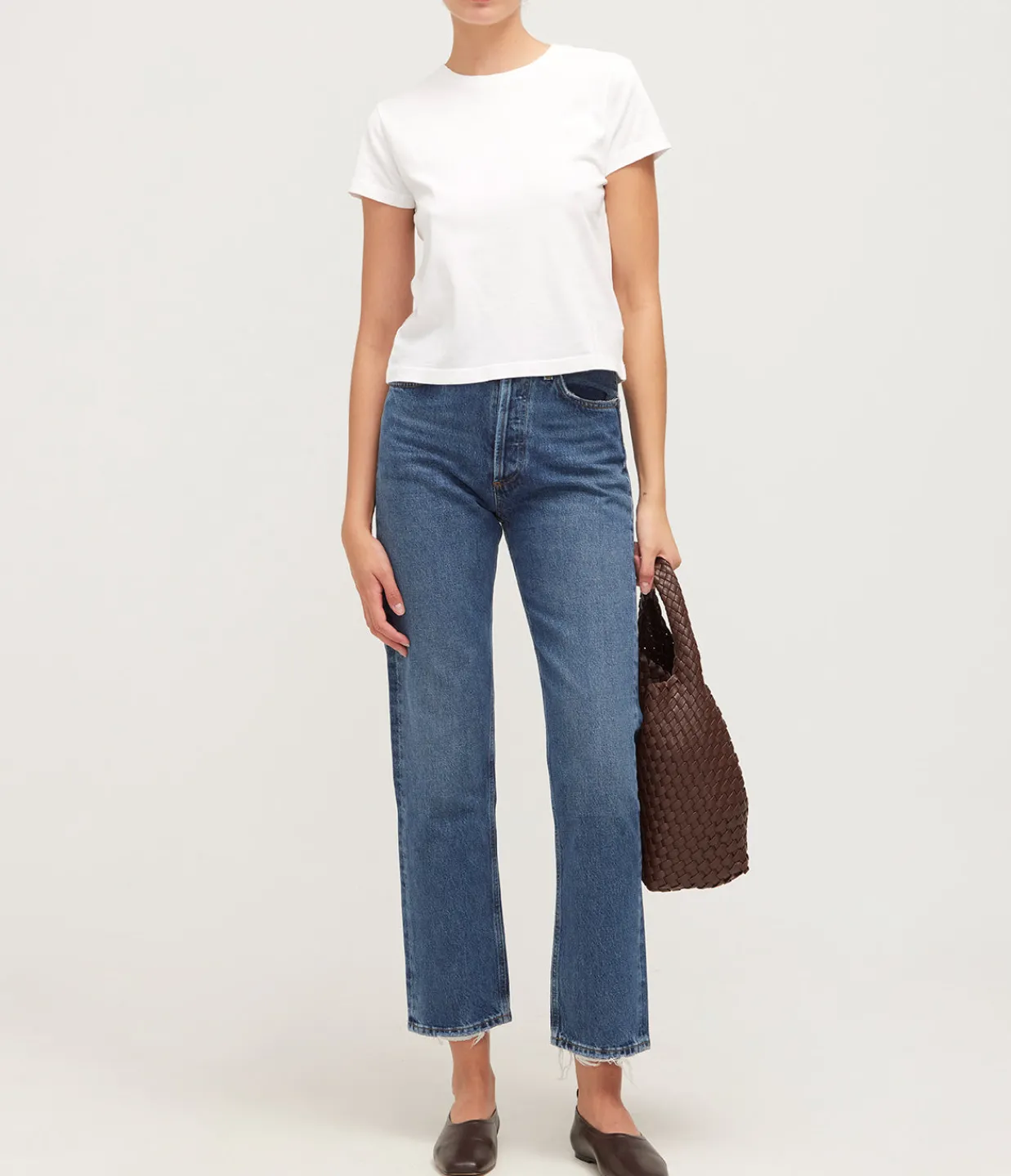 Agolde Adine Cropped Tee in White Outlet
