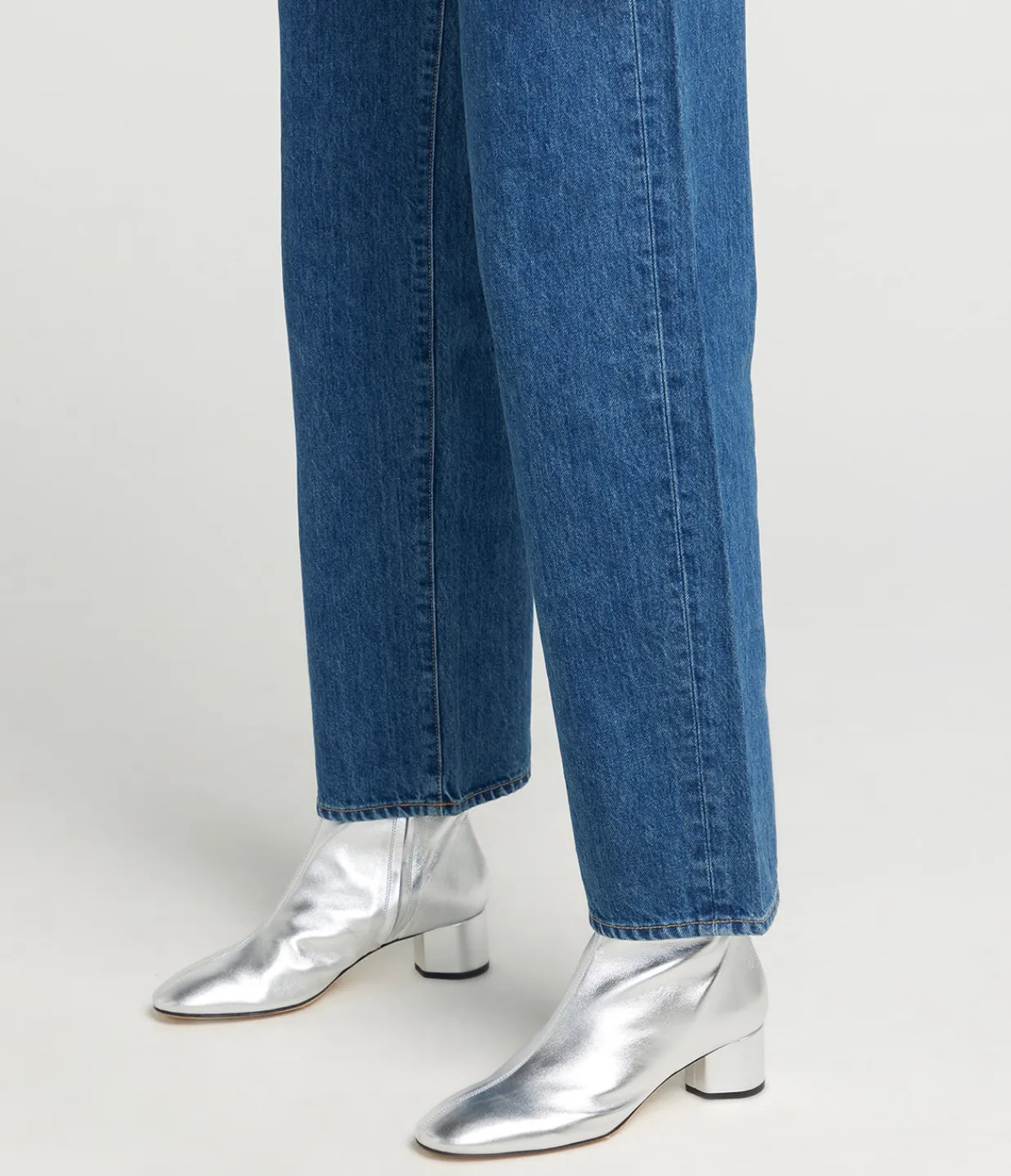 Aeyde Allegra Nappa Leather Boot in Silver Flash Sale