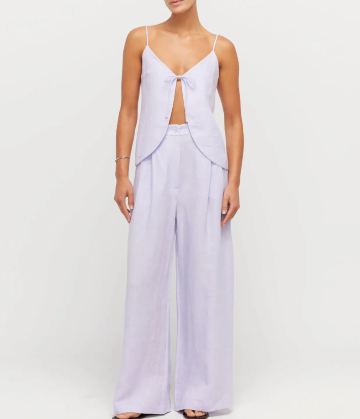 Casa Raki Alma Linen Wide Leg Trousers in Lilac Cheap