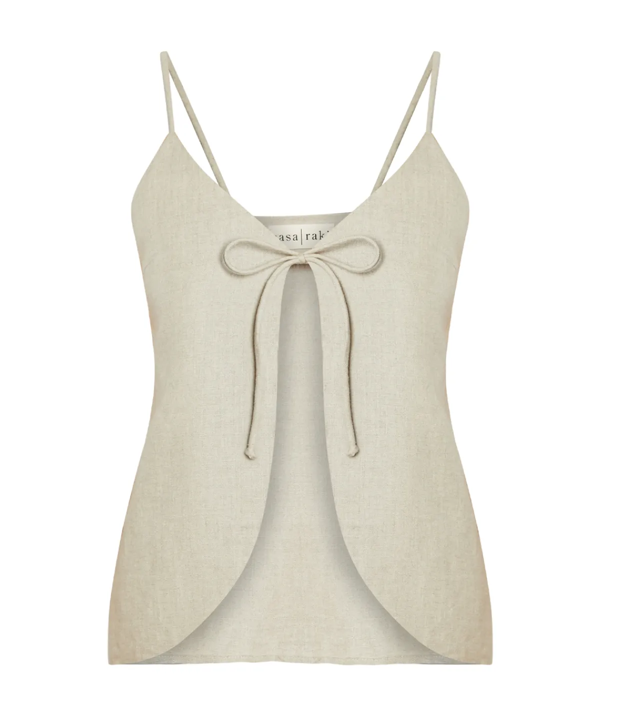 Casa Raki Almendra Linen Tie Top in Flax Store