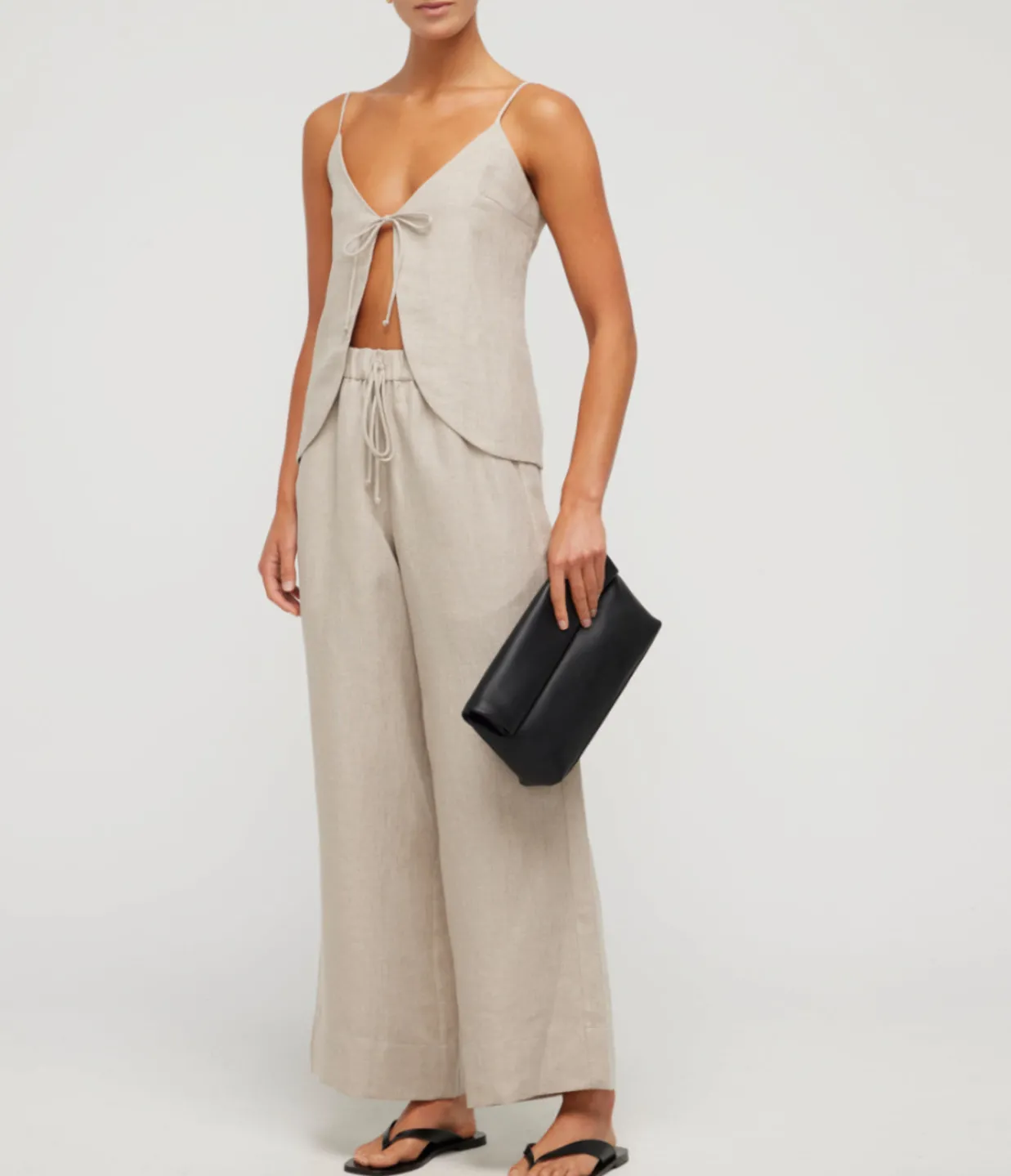 Casa Raki Almendra Linen Tie Top in Flax Store