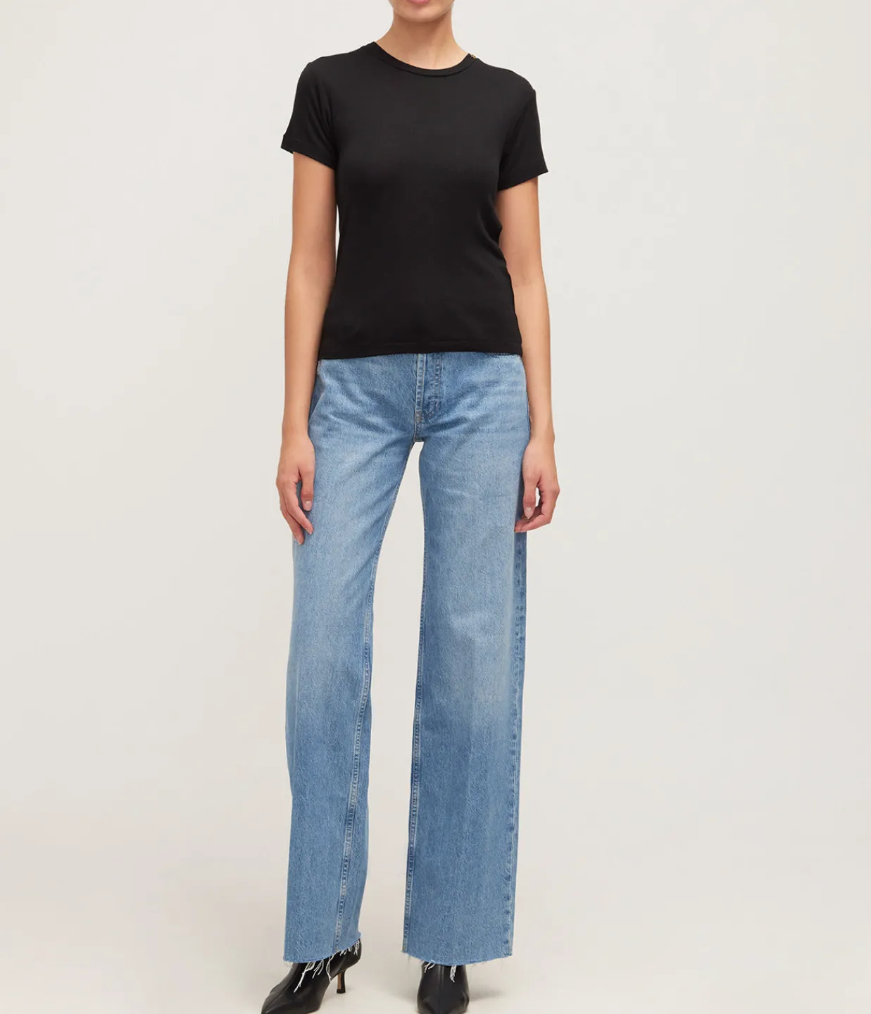 Anine Bing Amani Tee in Black Cashmere Blend Cheap