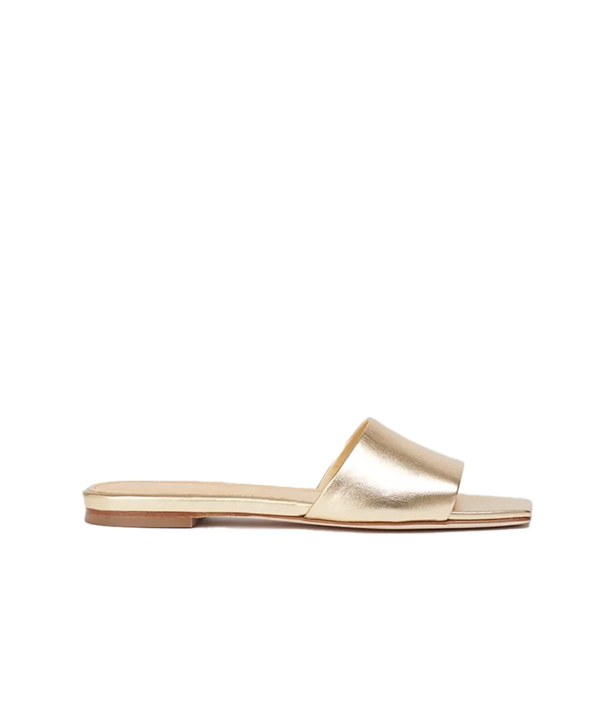 Aeyde Anna Laminated Nappa Leather Flat in Gold Best