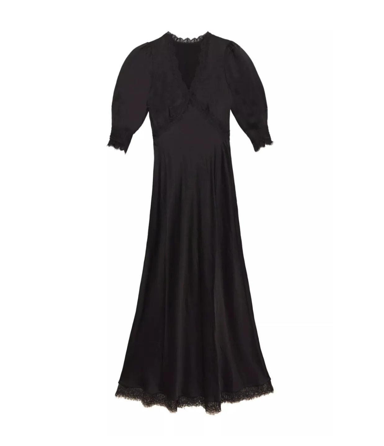 Rixo Annina V-Neck Midi Dress in Black Fashion