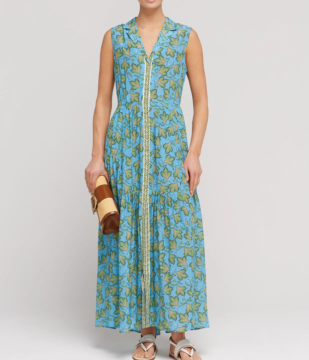 Saloni Arya Sleeveless Maxi Dress in Elm Sky Outlet