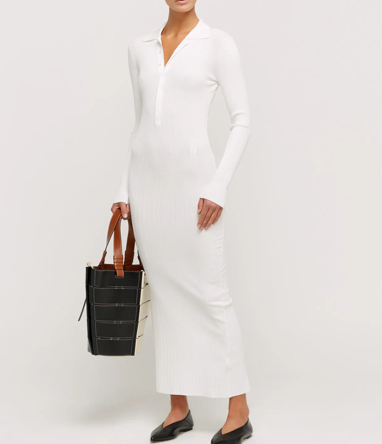 Yaitte Aspen Knit Polo Dress in Crisp White Cheap