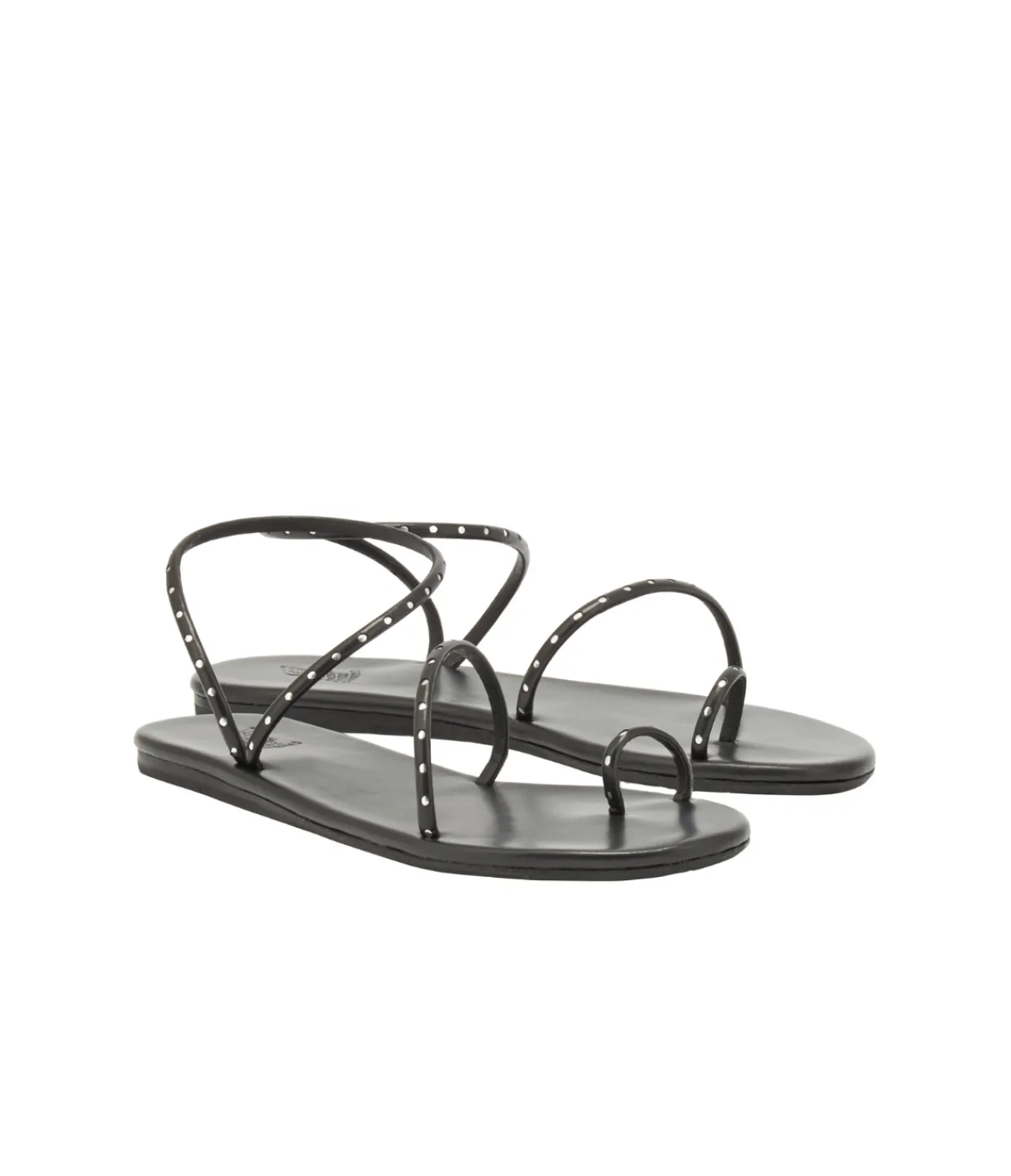 Ancient Greek Astro Flat Sandal in Black & Silver Cheap