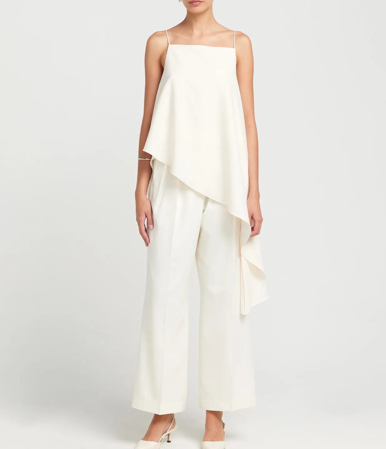 ROHE Asymmetric Tie Detail Top in Cream Discount