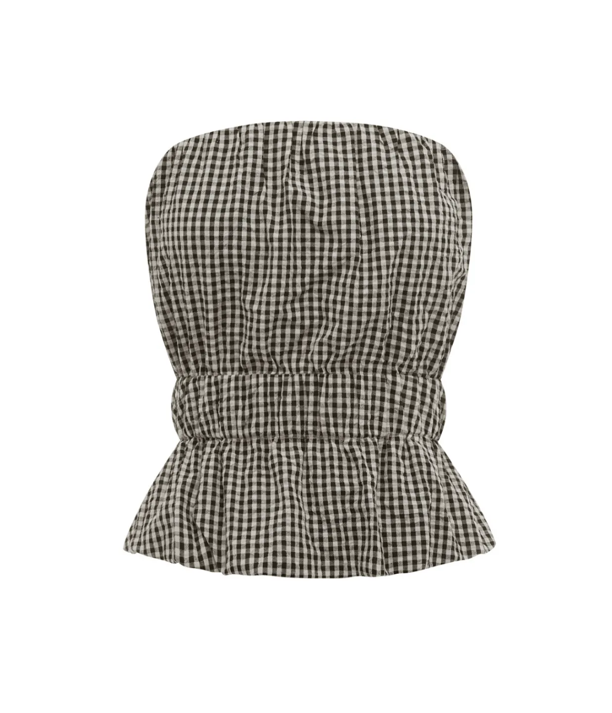 Posse Aurelia Strapless Top in Gingham Black and Cream Best Sale