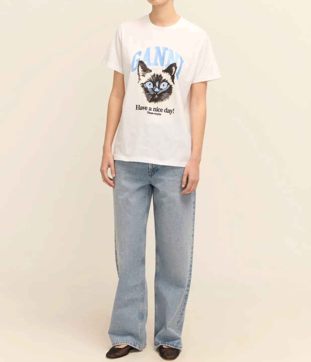 Ganni Basic Jersey Cat Relaxed T-shirt Store