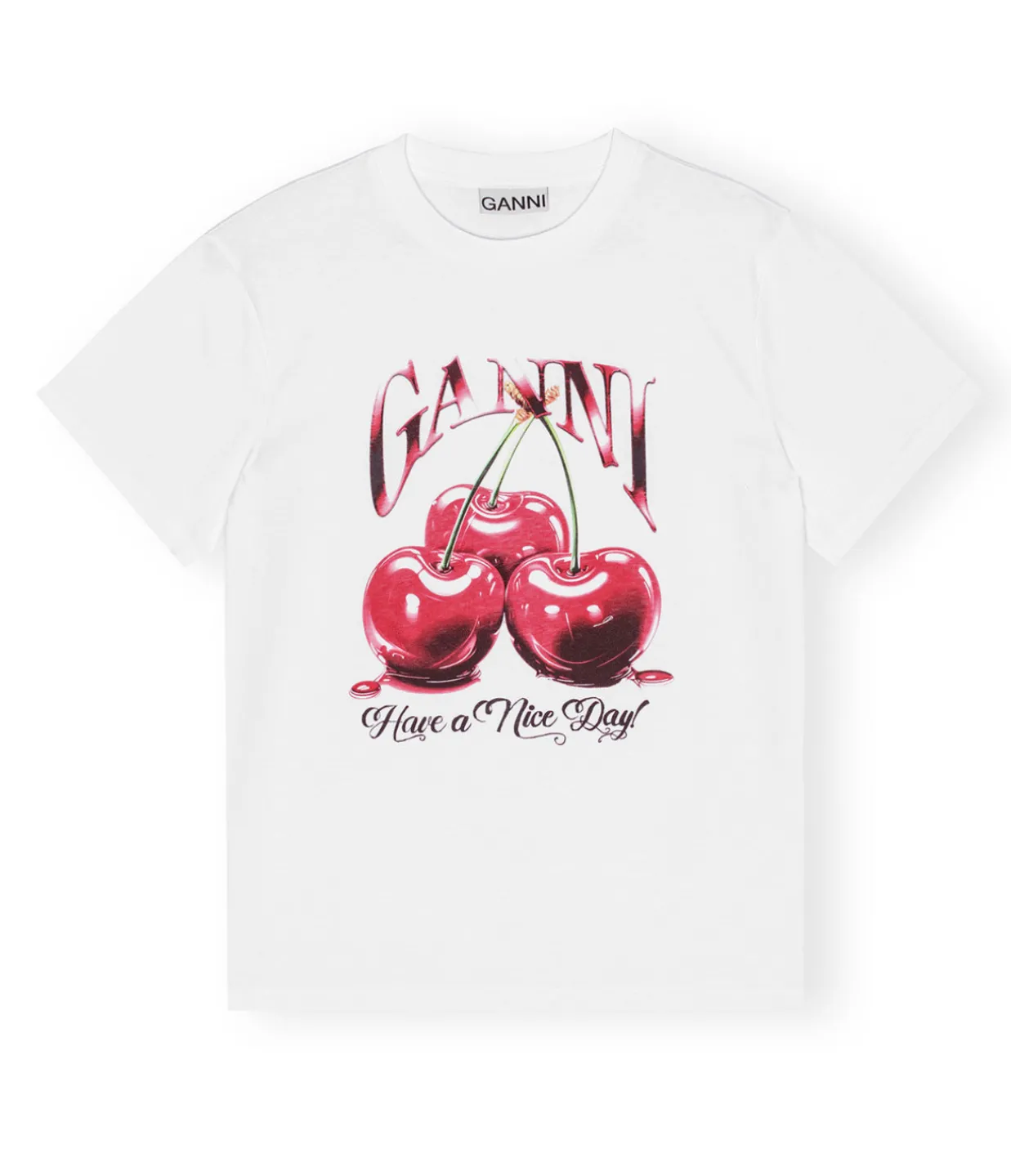 Ganni Basic Jersey Cherry Relaxed T-shirt Outlet