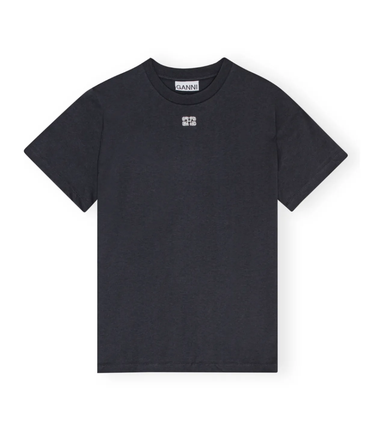 Ganni Basic Jersey Rhinestone Relaxed T-shirt in Phantom Store