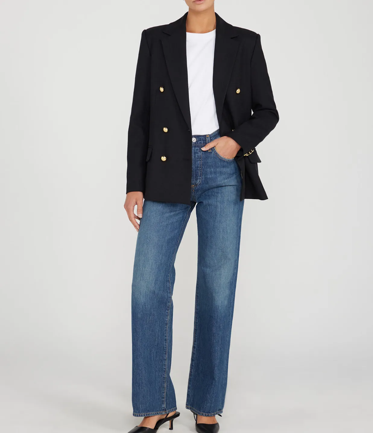 Simkhai Becky Double Breasted Blazer in Black Hot