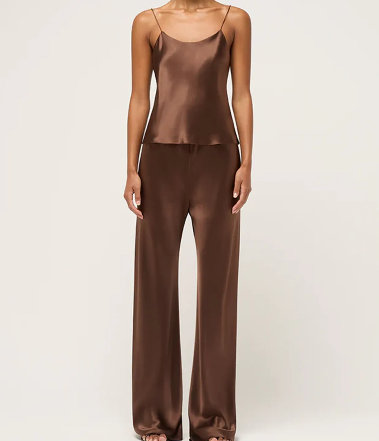 Michael Lo Sordo Bias Silk Satin Camisole in Brown Best