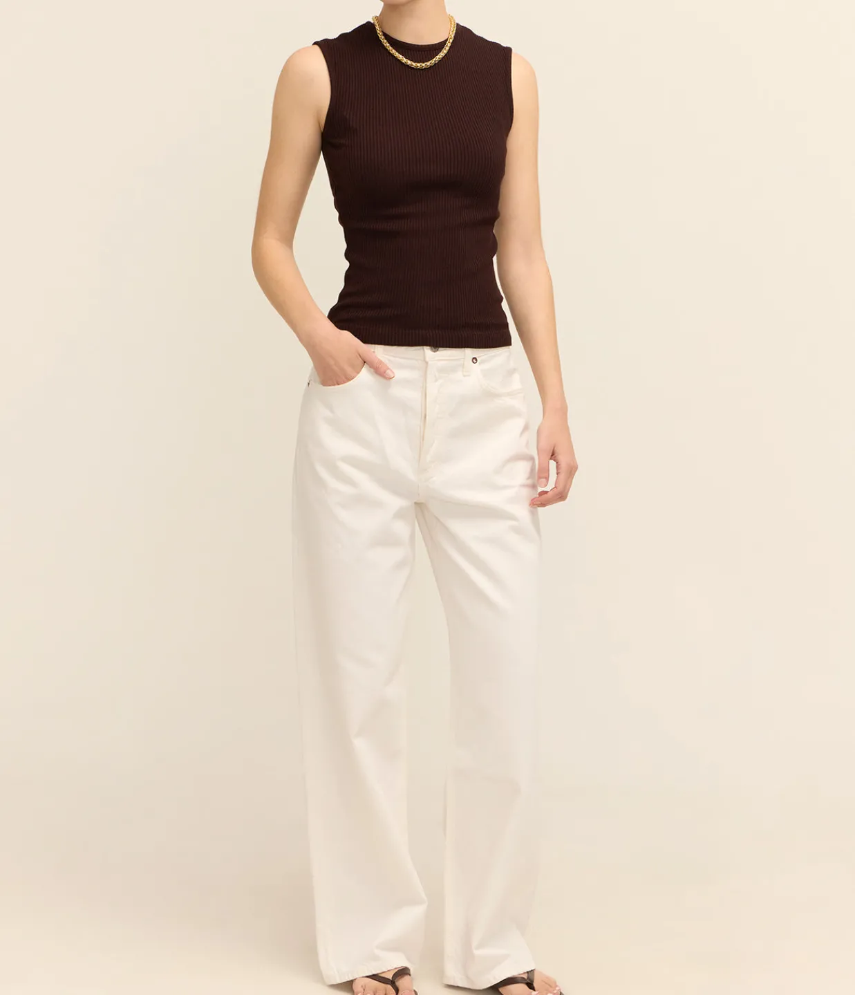 Agolde Binx Tank in Burgundy Brown Clearance