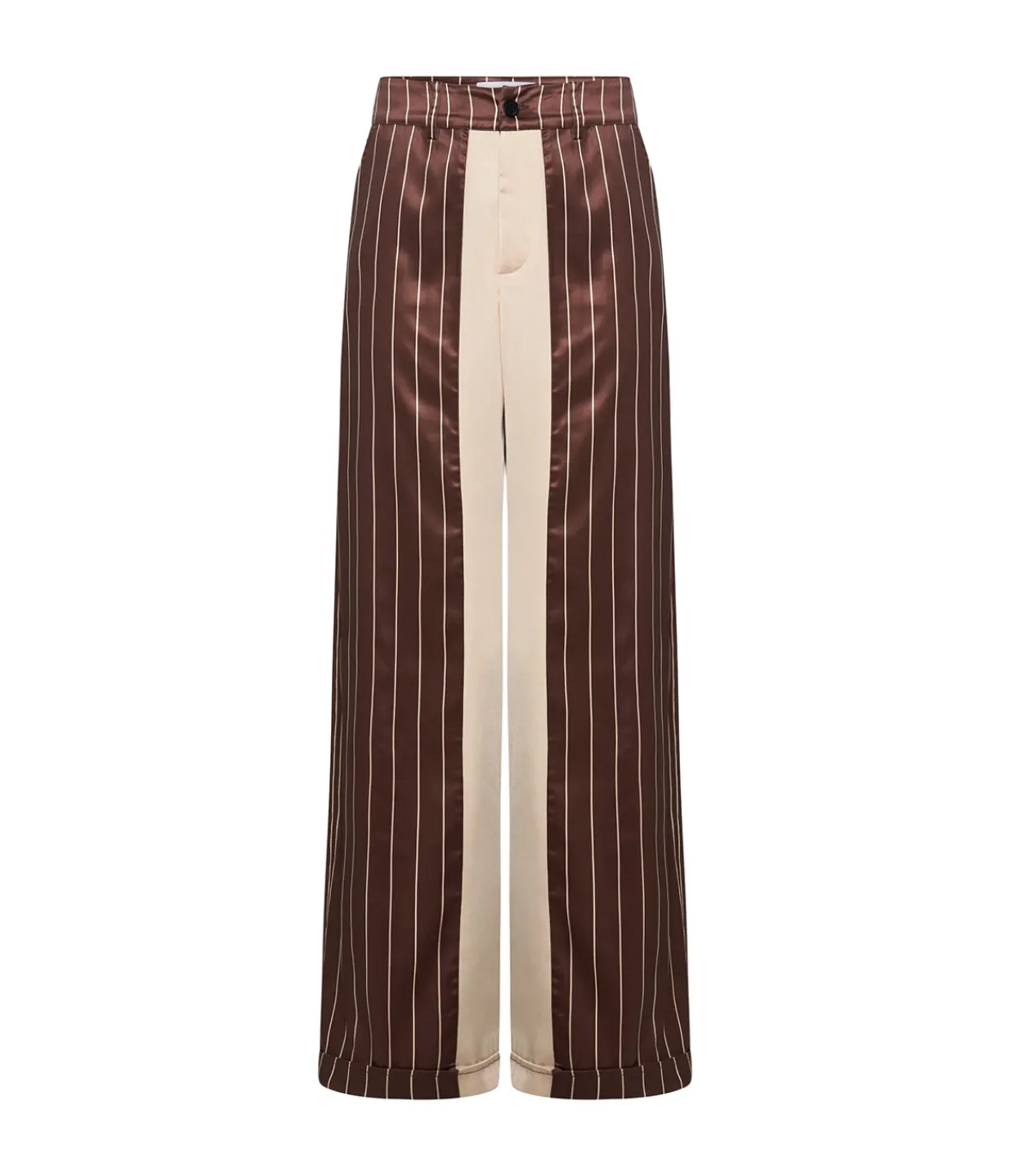 Solaqua Bordeaux Silk Stripe Tailored Pant in Cocoa and Ecru Discount