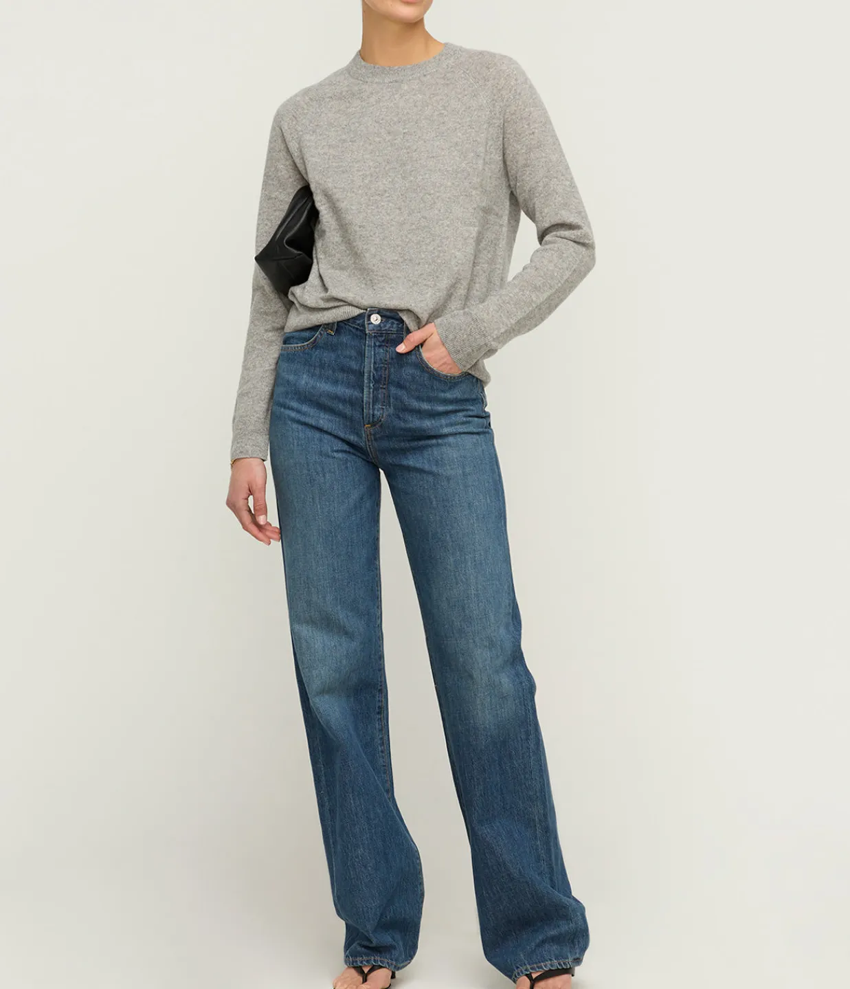 Samsoe Samsoe Boston Round Neck Sweater in Grey Melange Cheap