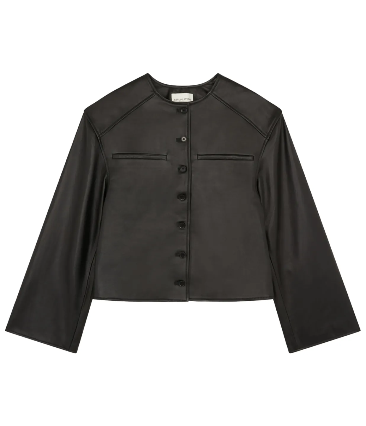 Loulou Studio Brize Cropped Leather Jacket in Black Fashion