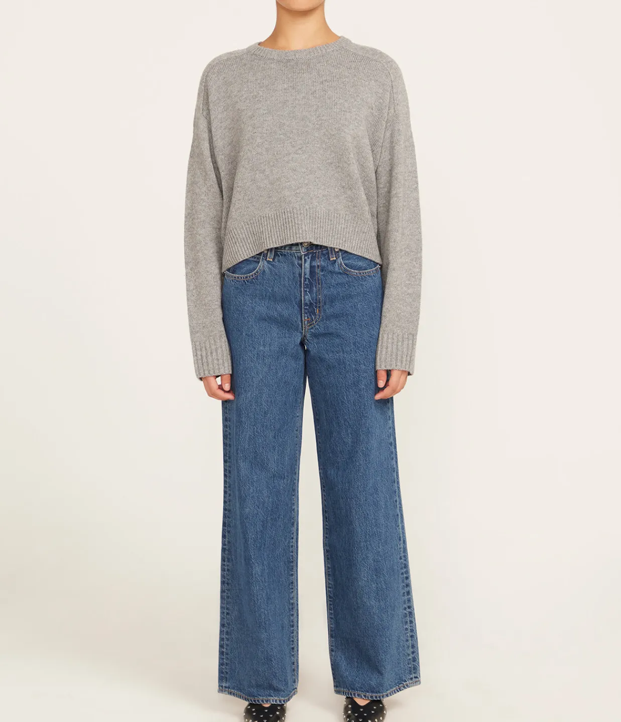 Loulou Studio Bruzzi Cashmere Sweater in Grey Melange Fashion