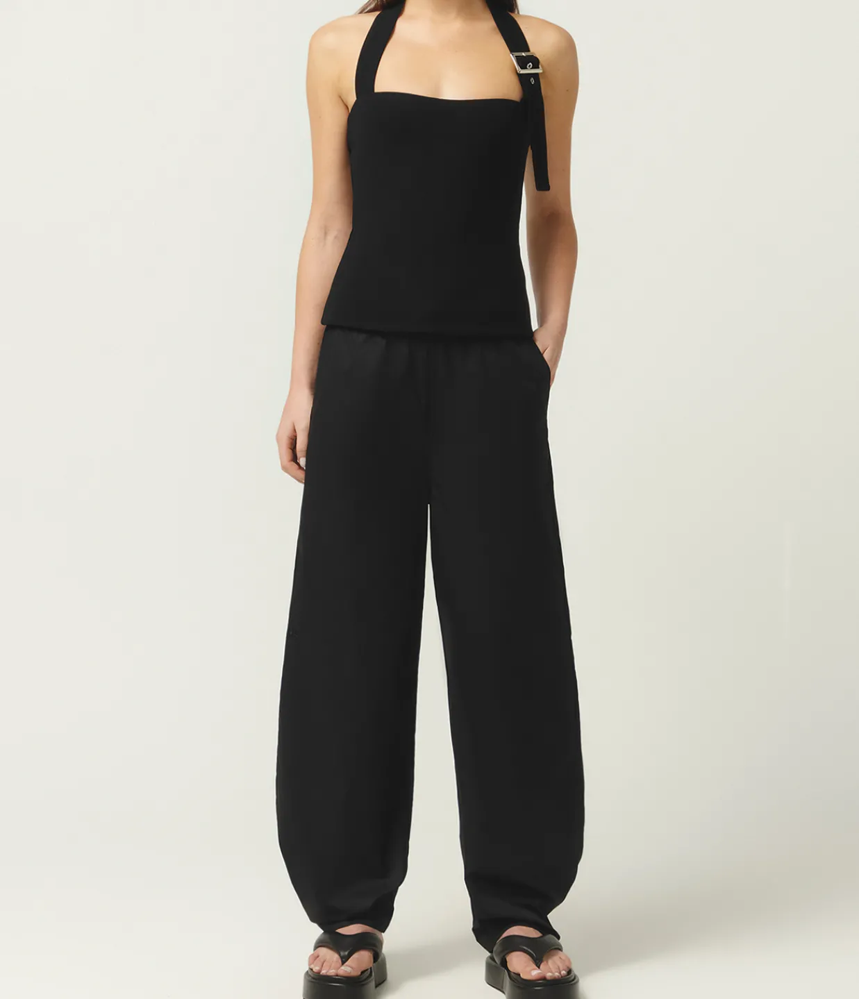Maison Essentiele Buckle Halter Top in Black Online