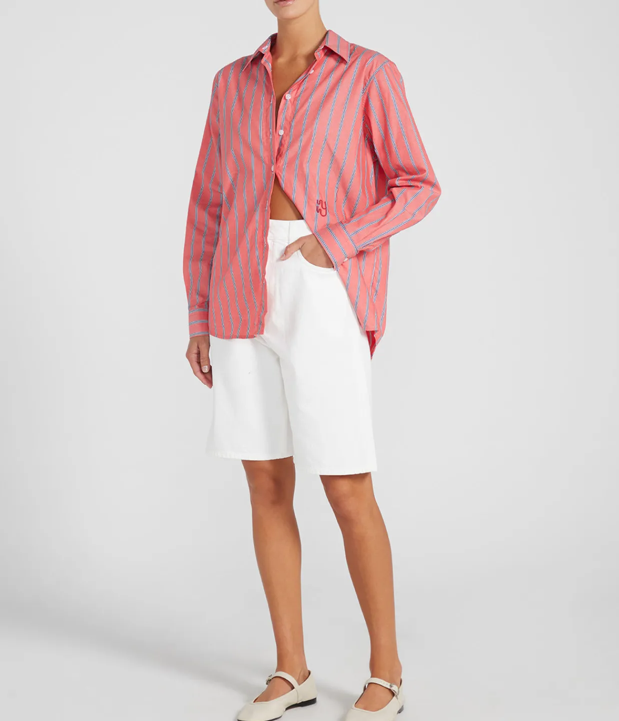 Yaitte Buoy Shirt in Coral Stripe Cheap