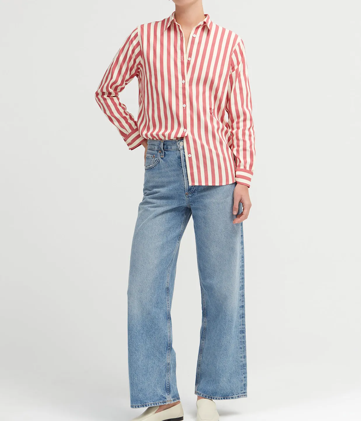 Yaitte Buoy Striped Shirt in Red and Off White Cheap