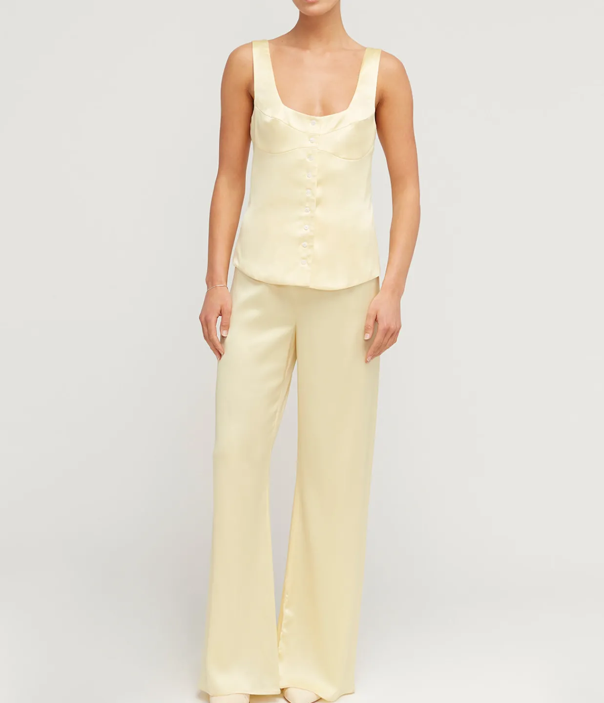 Maison Essentiele Button Down Vest in Pale Yellow Sale