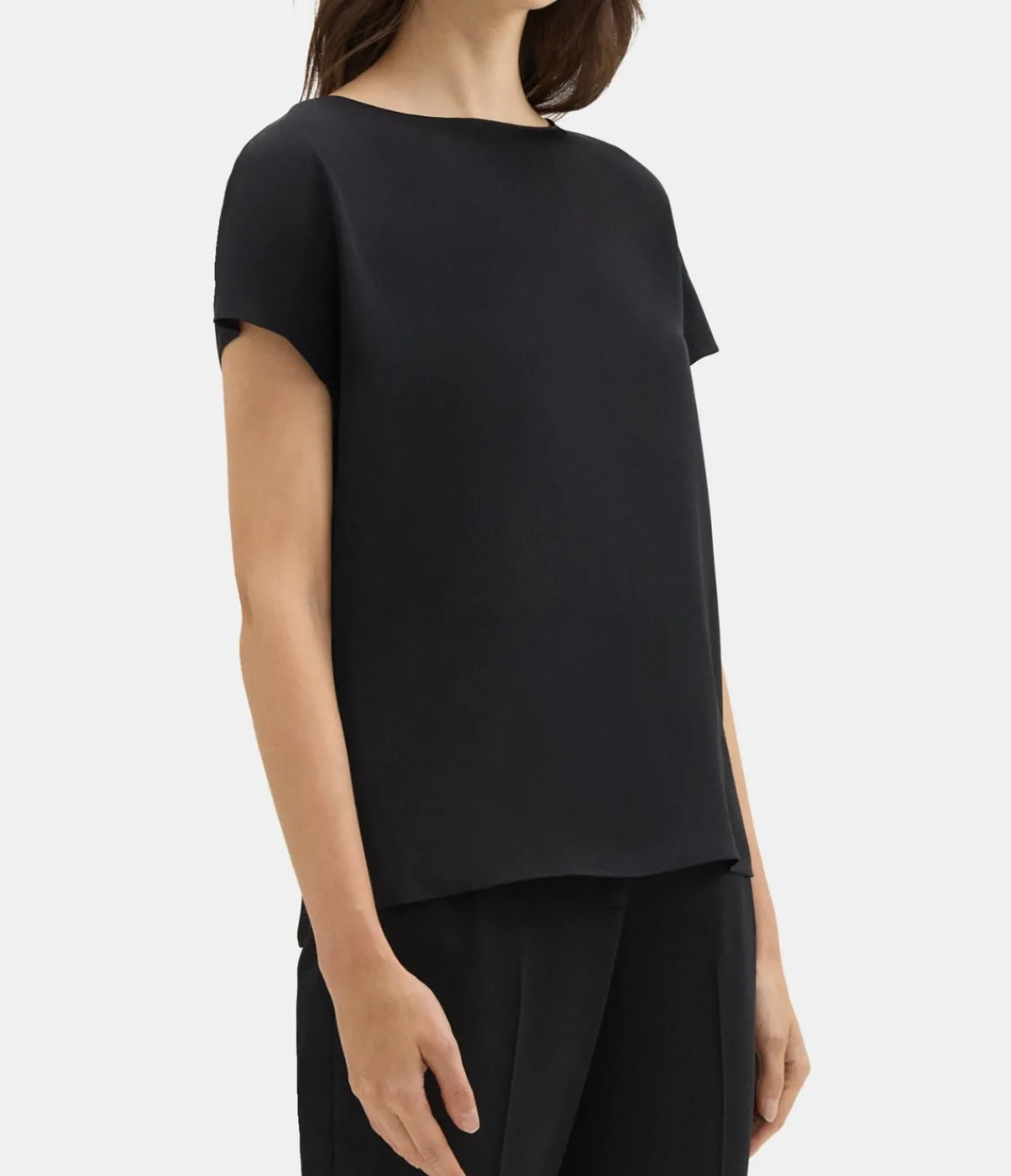 Theory Cap Sleeve Shell Top in Black Fashion