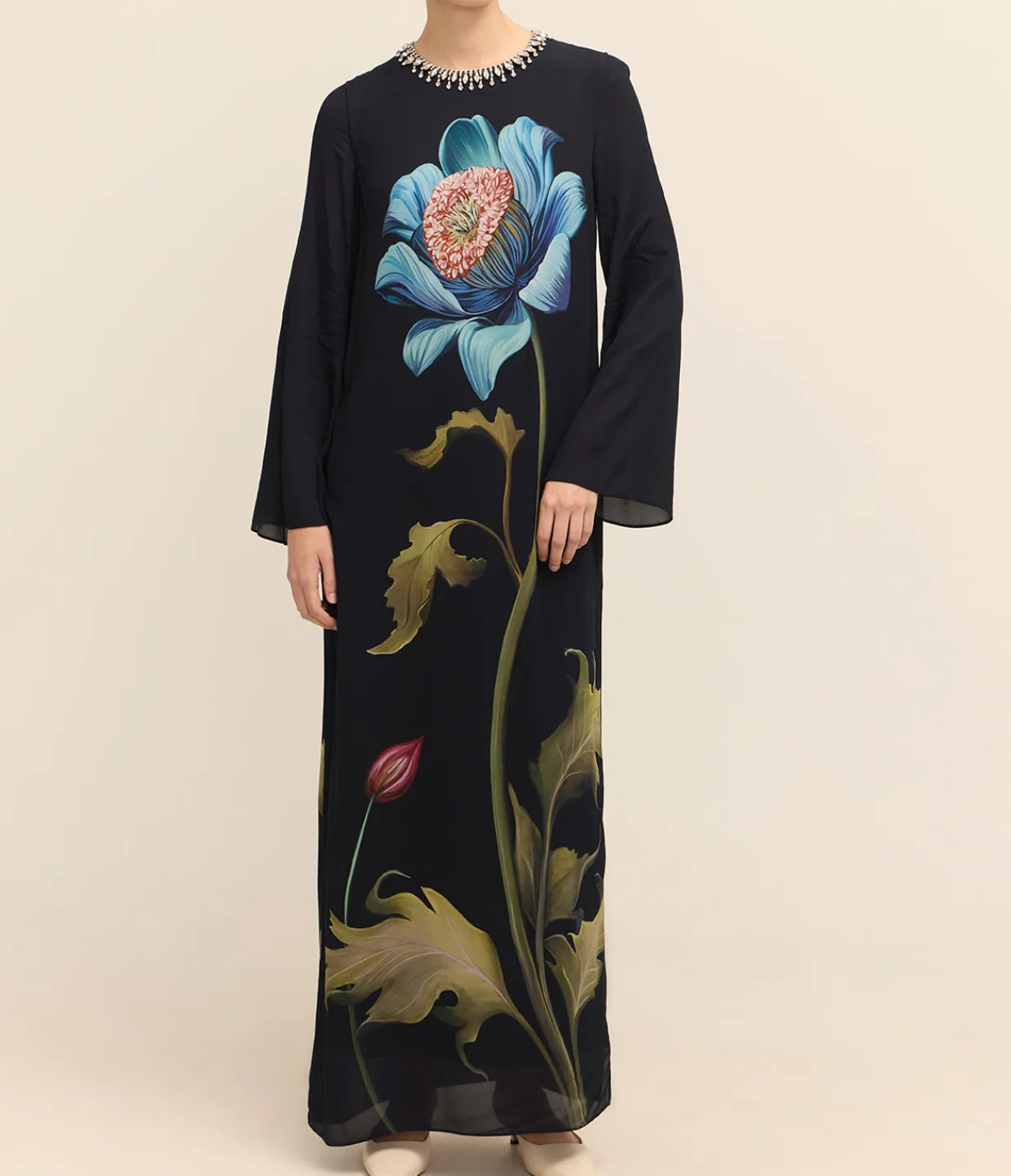 Borgo De Nor Capucine Crepe Dress in Painterly Flower Shop