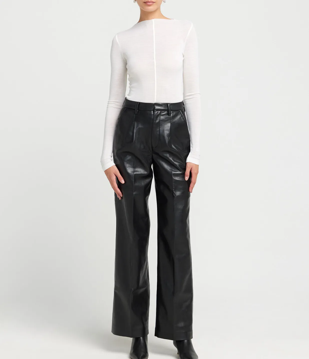 Anine Bing Carmen Recycled Leather Pant in Black Clearance