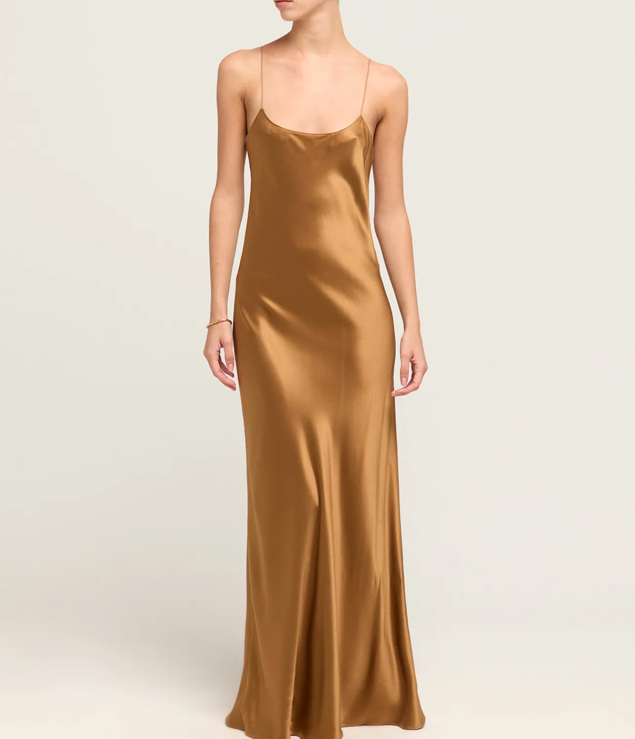 Refine Carolyn Silk Maxi Slip Dress in Toffee Hot