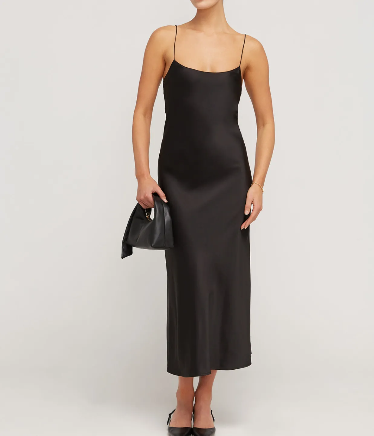 Refine Carolyn Silk Slip Midi Dress in Black Cheap
