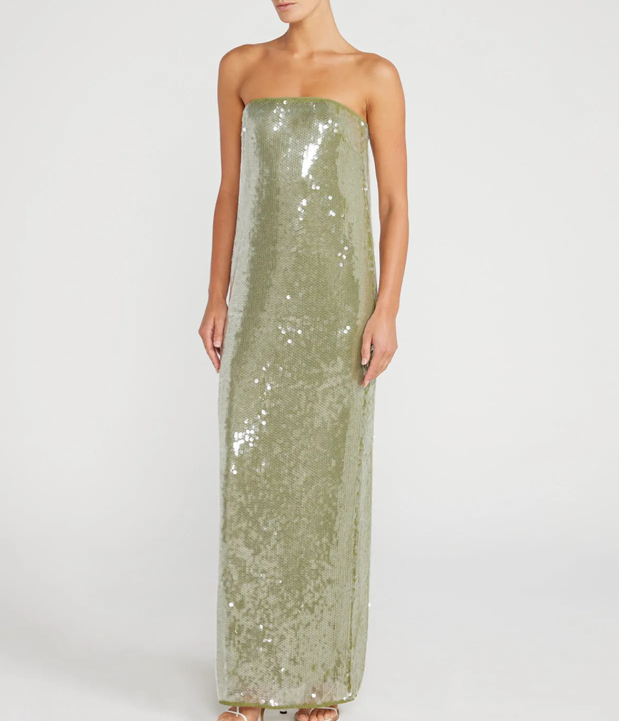 Staud Casey Strapless Dress in Garden Moss Flash Sale
