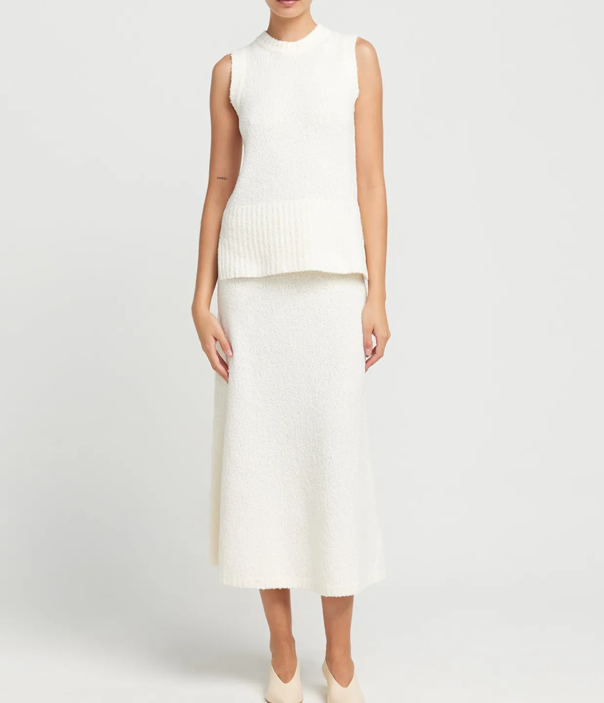 Friends with Frank Celeste Cashmere Blend Skirt in Off White Hot