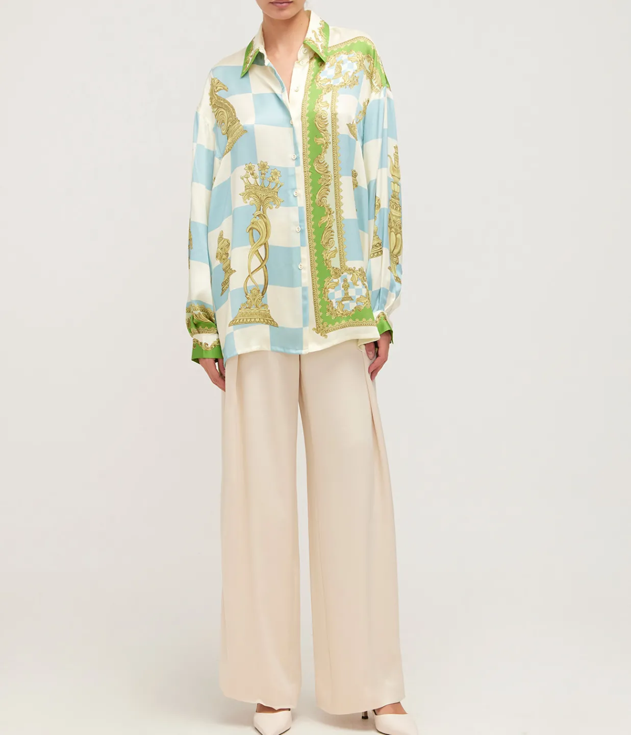 Alemais Checkmate Silk Shirt in Mulit Sale