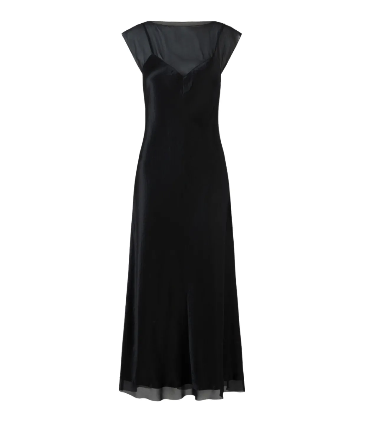 Vince Chiffon Layered Slip Midi Dress in Black Sale