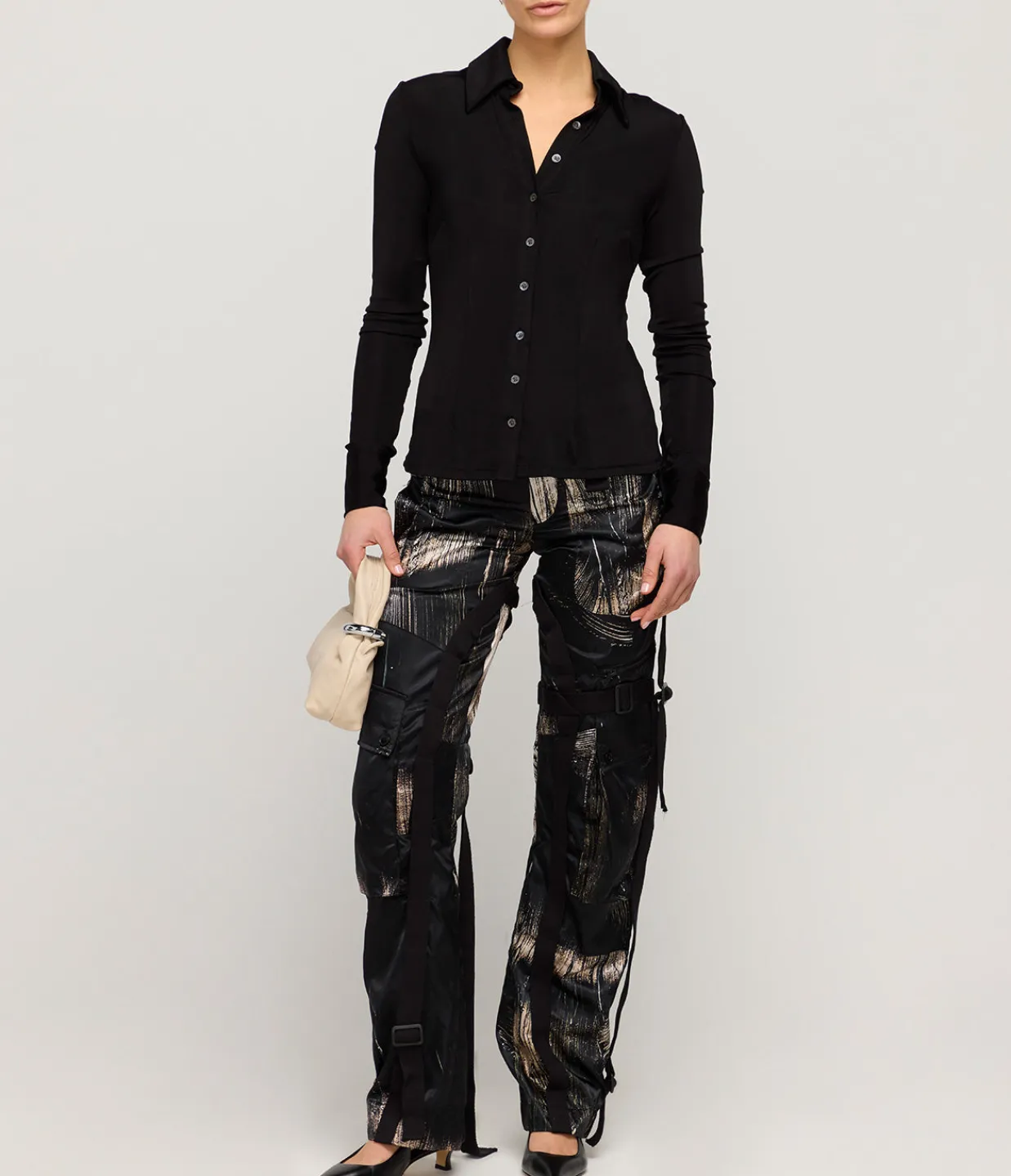 Louisa Ballou Classic Cargo Pants in Painted Black Clearance