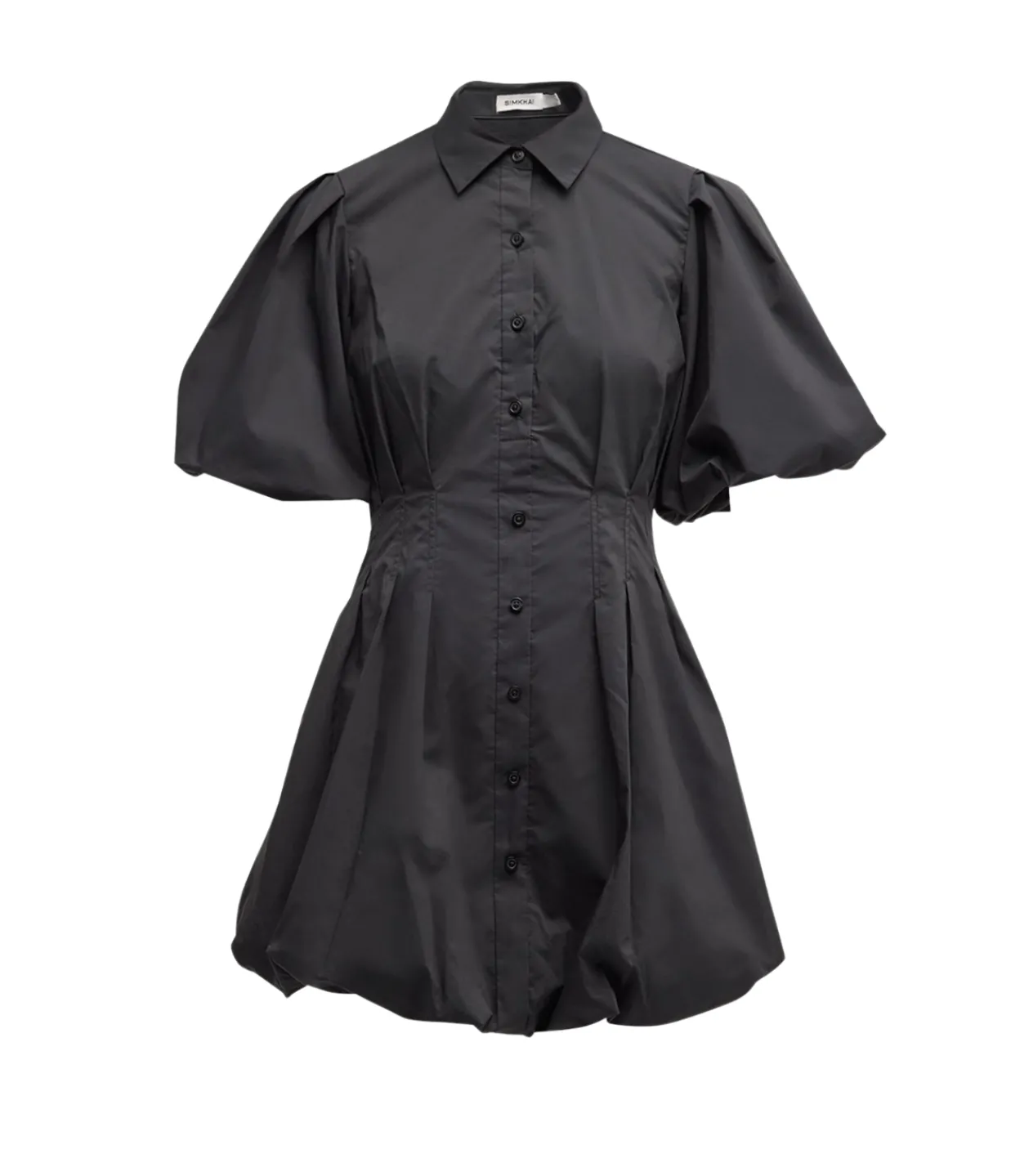 Simkhai Cleo Balloon Pintuck Mini Dress in Black Fashion