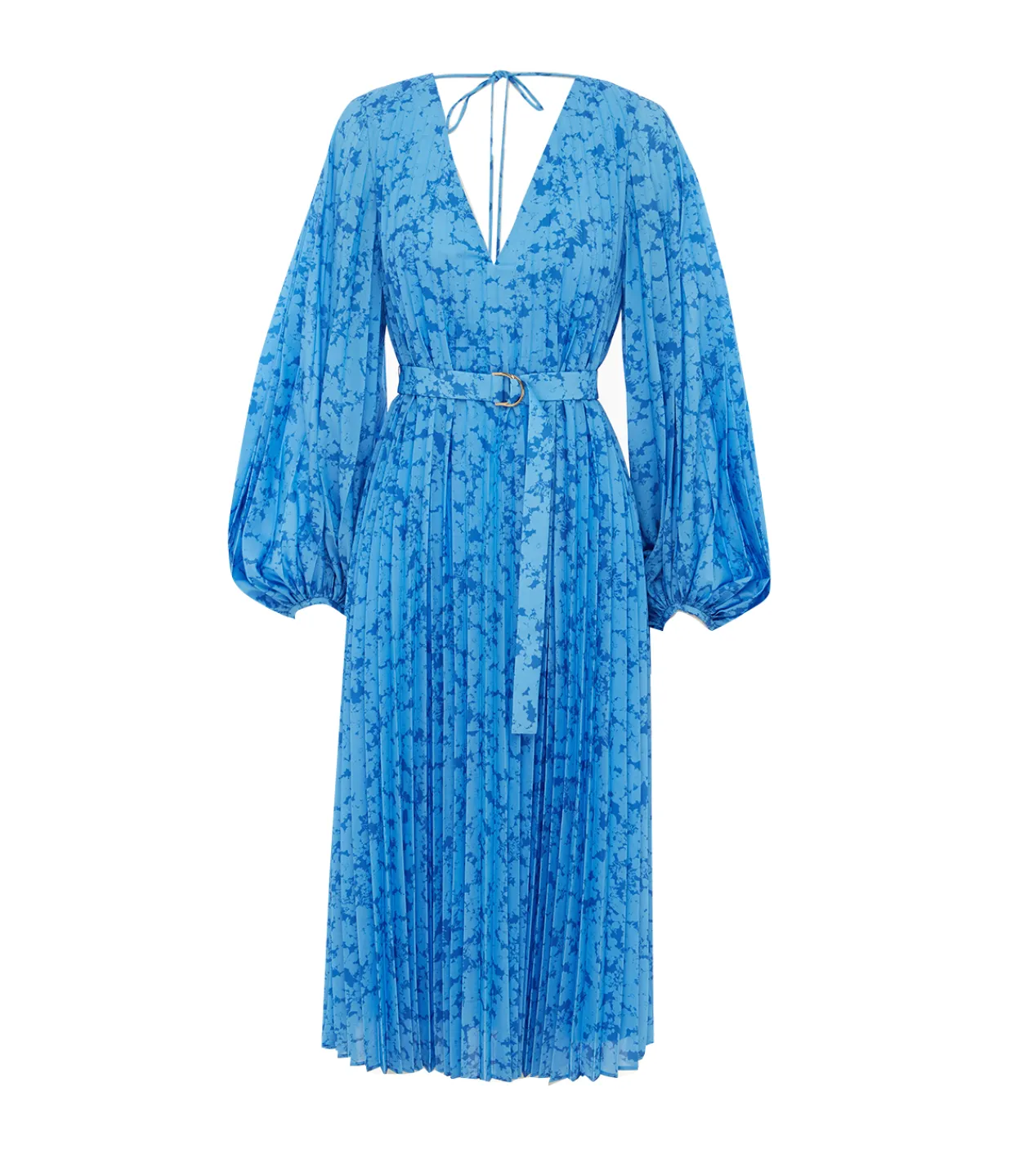 Acler Clockhall Pleated Midi Dress in Blue Iris Print Fashion