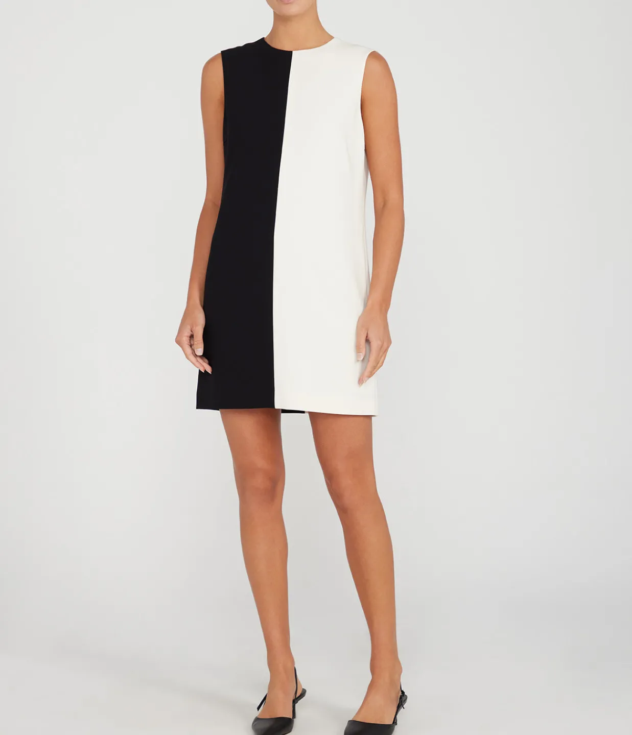 Theory Contrast Mini Dress in Black and Rice Hot