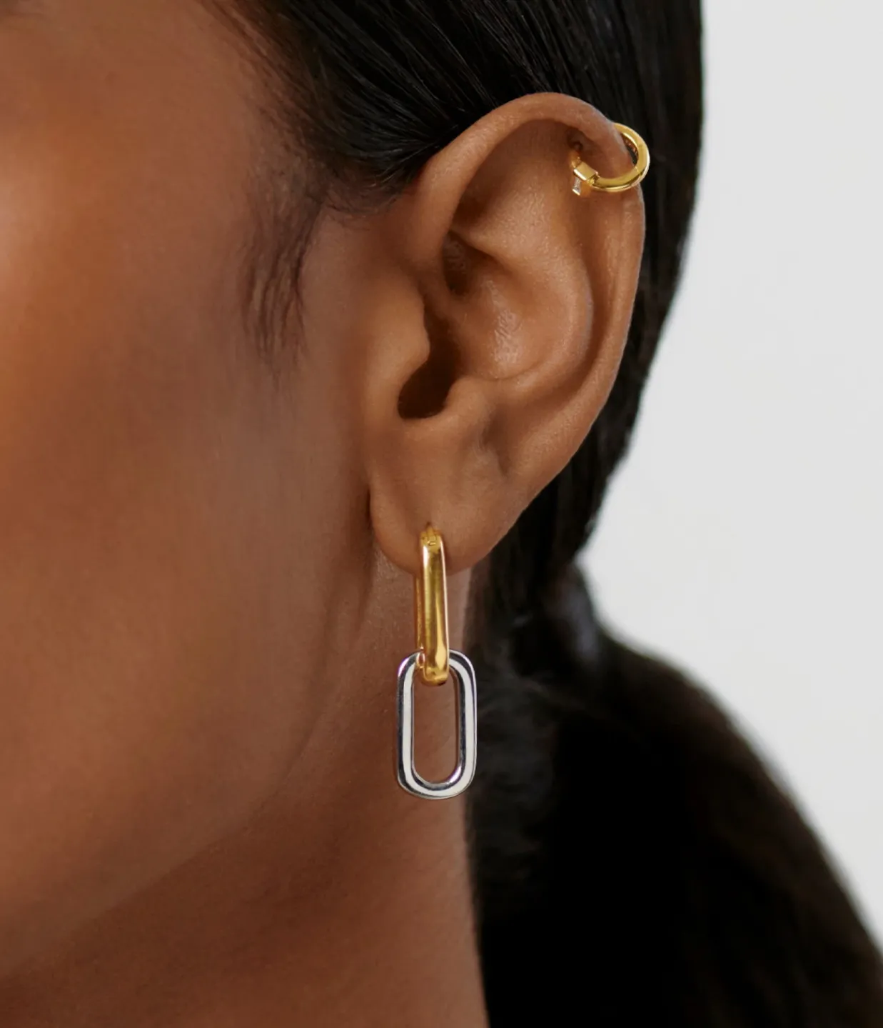 Missoma Convertible Ovate Double Link Hoop Earrings in Gold and Rhodium Cheap
