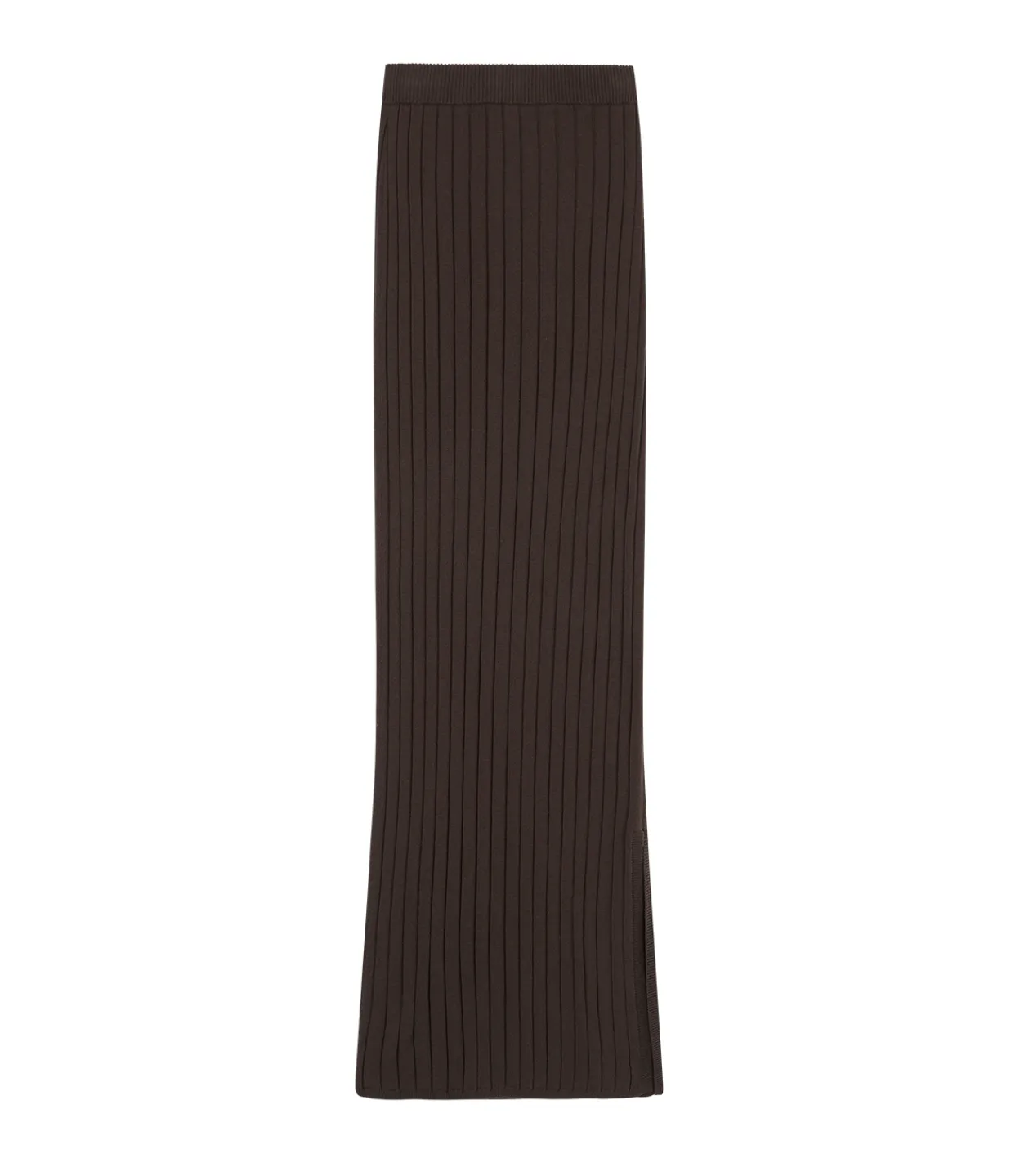 Lee Mathews Cotton Cashmere Ribbed Skirt in Chocolate Discount