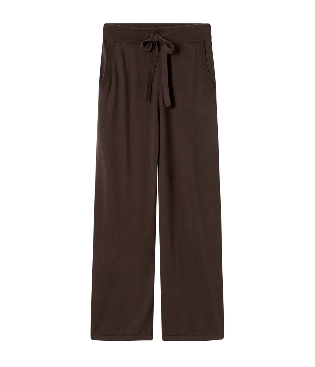 Lee Mathews Cotton Cashmere Wide Leg Pant in Chocolate Sale