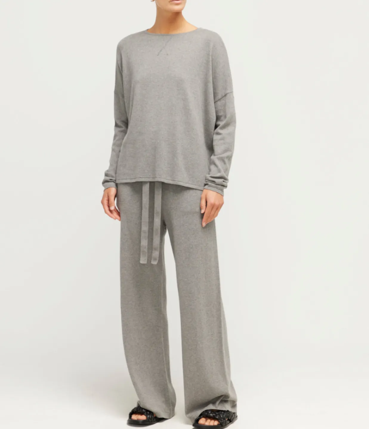 Lee Mathews Cotton Cashmere Wide Leg Pant in Uniform Flash Sale