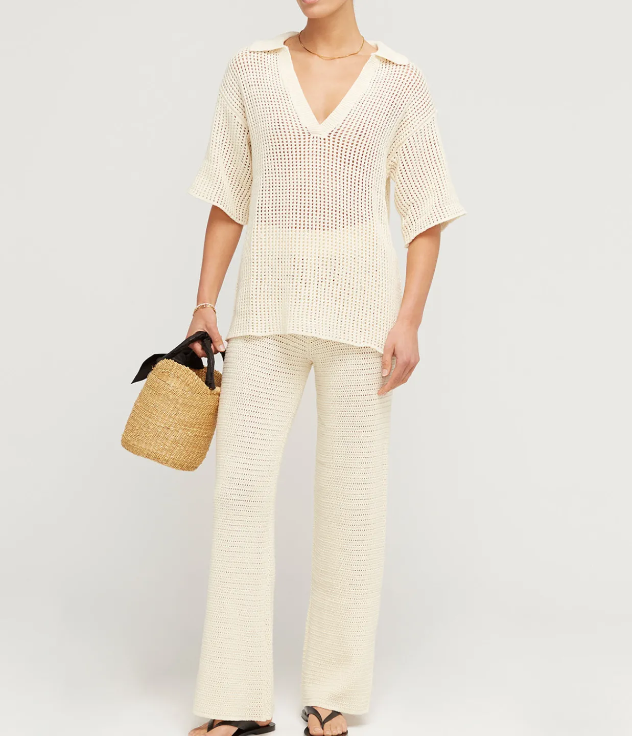 Zulu & Zephyr Cotton Crochet Pant in Milk Shop