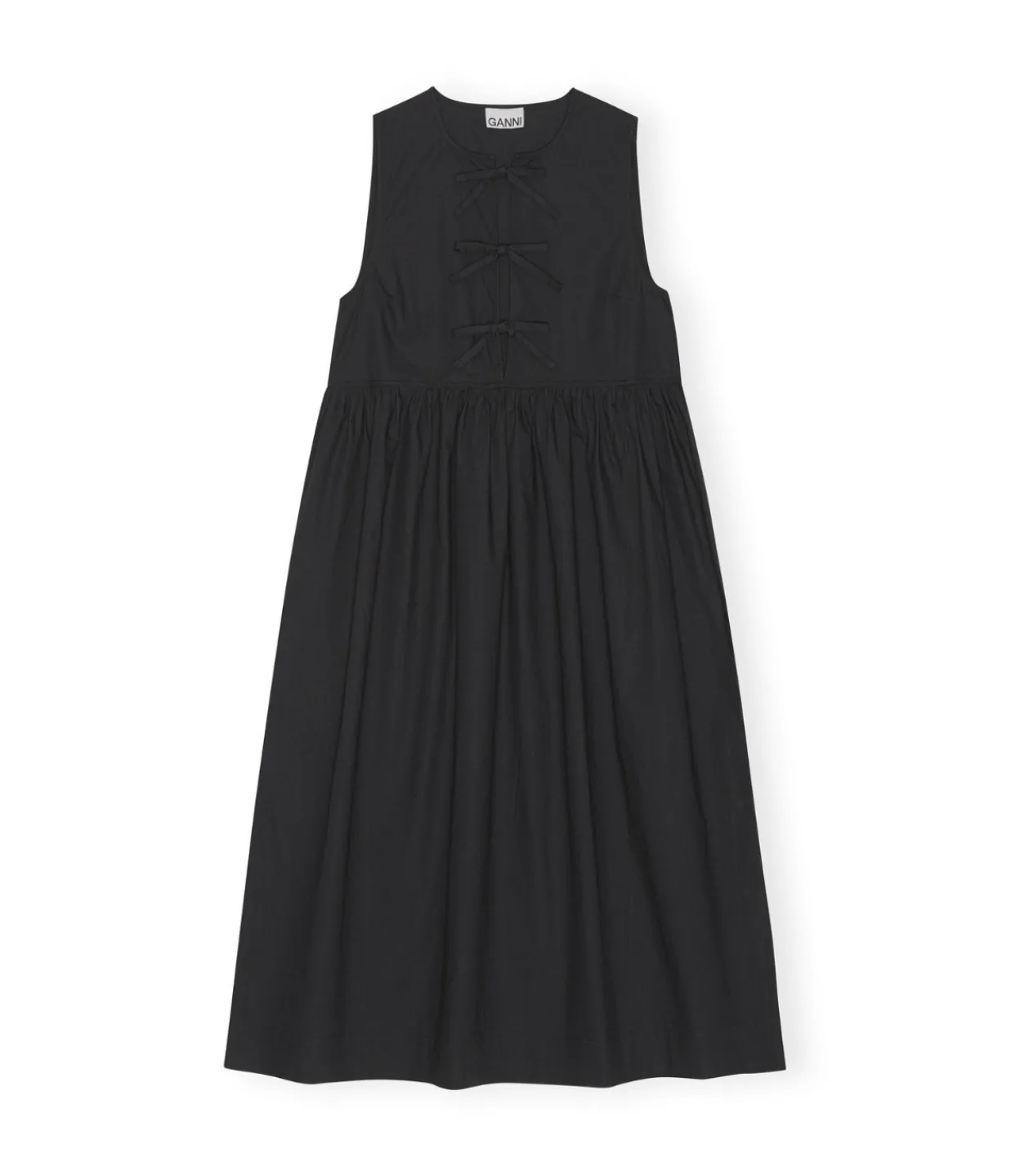 Ganni Cotton Poplin Midi Dress in Black Best