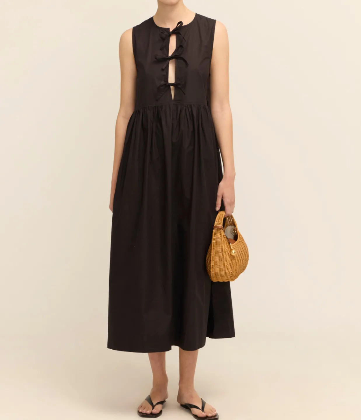 Ganni Cotton Poplin Midi Dress in Black Best