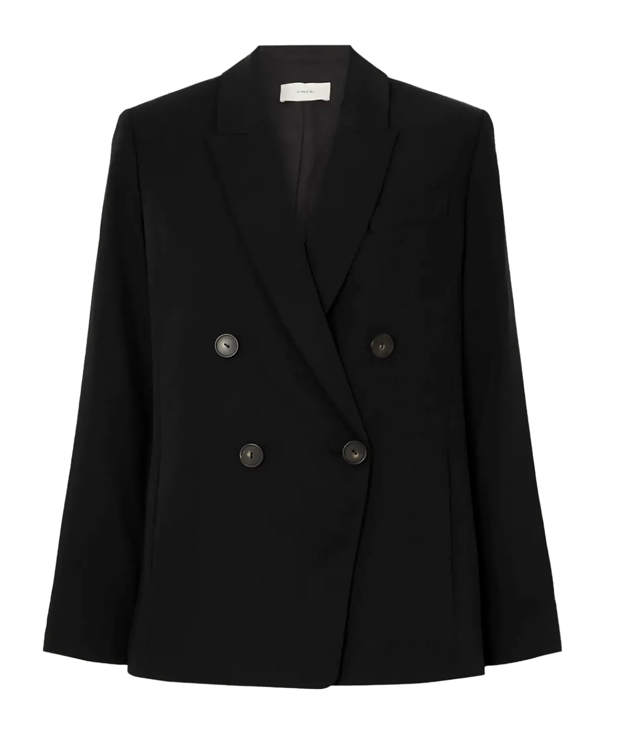 Vince Crepe Double Breasted Blazer in Black Best Sale