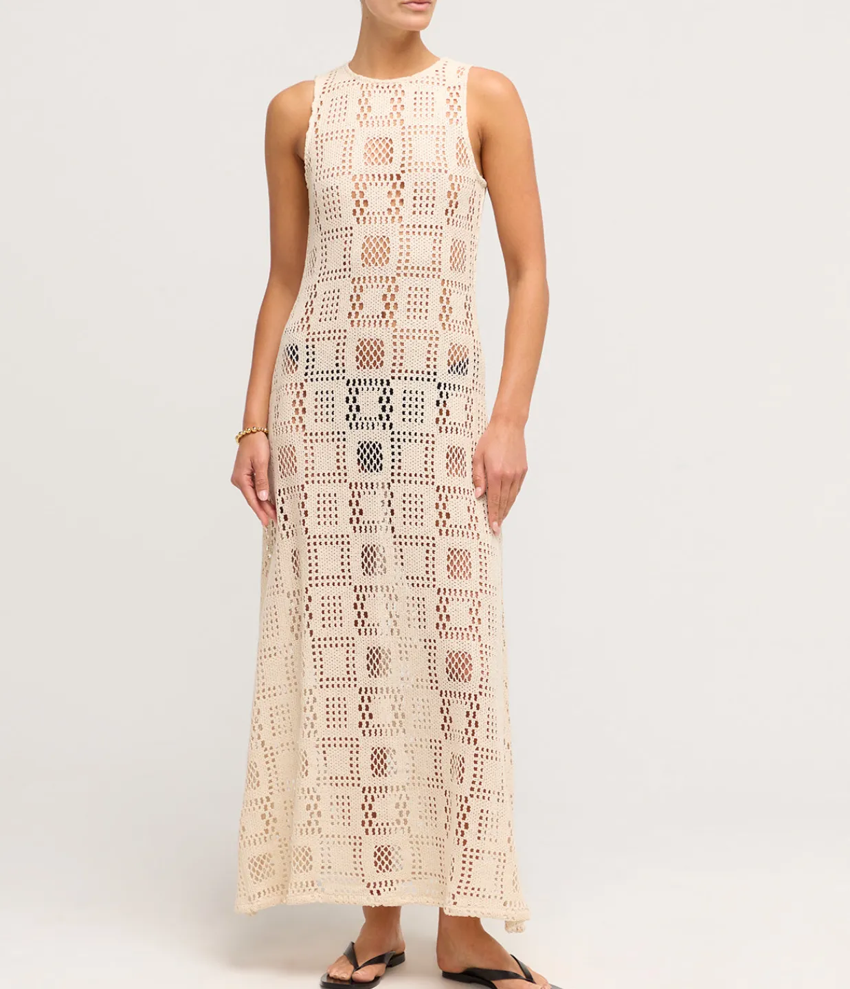 Albus Lumen Crochet Highneck Sleeveless Dress in Cube Sale